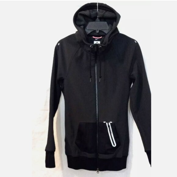 Nike Women’s Hoodie Jacket Small Black Ripple Woven Sportswear Essentials - Picture 13 of 13